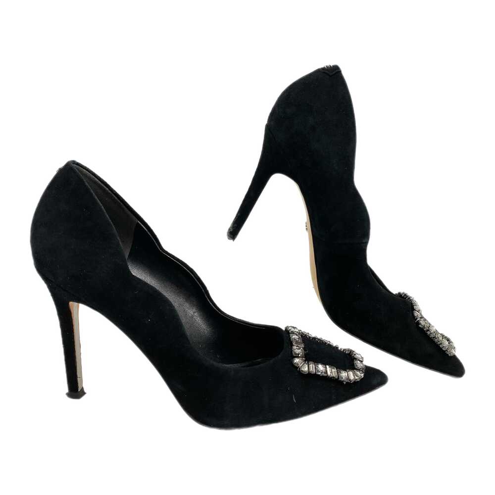 Sam Edelman Black Rhinestone Buckle Pointed Toe Heels | Size 8.5